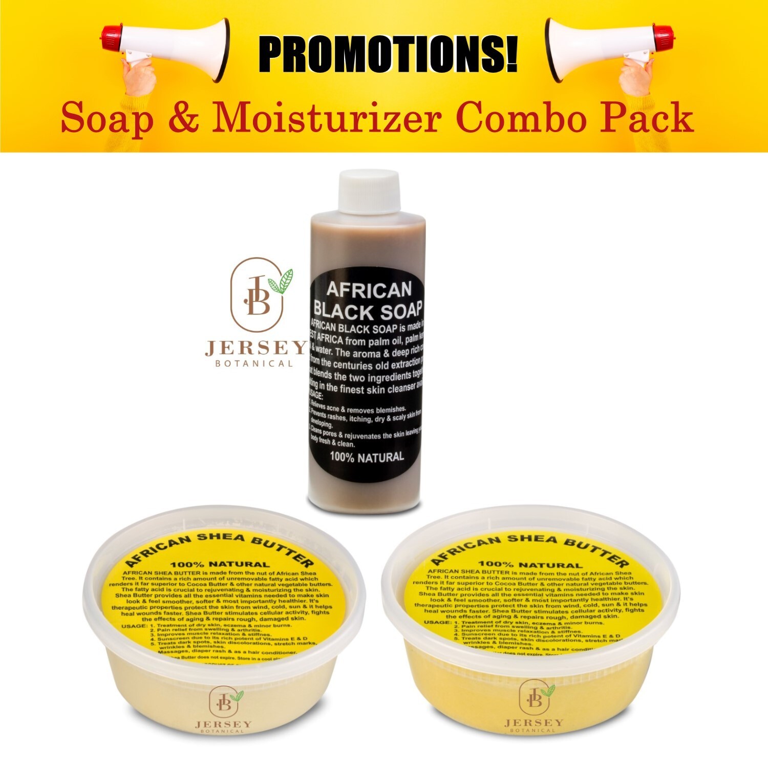 Raw African Shea Butter 8 oz. LIQUID Black Soap TRIO PACK Natural Organic Pure