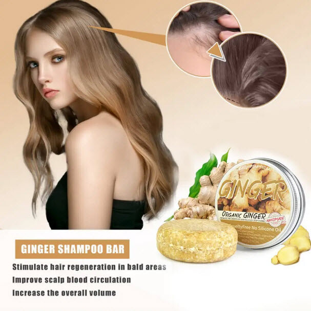 Ginger Hair Regrowth Shampoo Bars – Pack of 2, Promotes Hair Growth, Natural