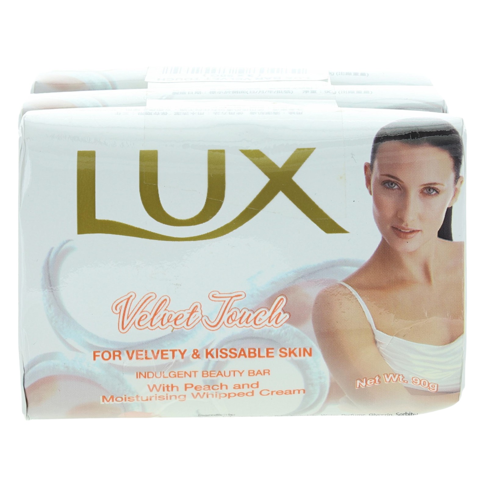 3x Lux Velvet Touch Indulgent Beauty Bar Soap Peach & Moisturizing Cream 3.3 oz.