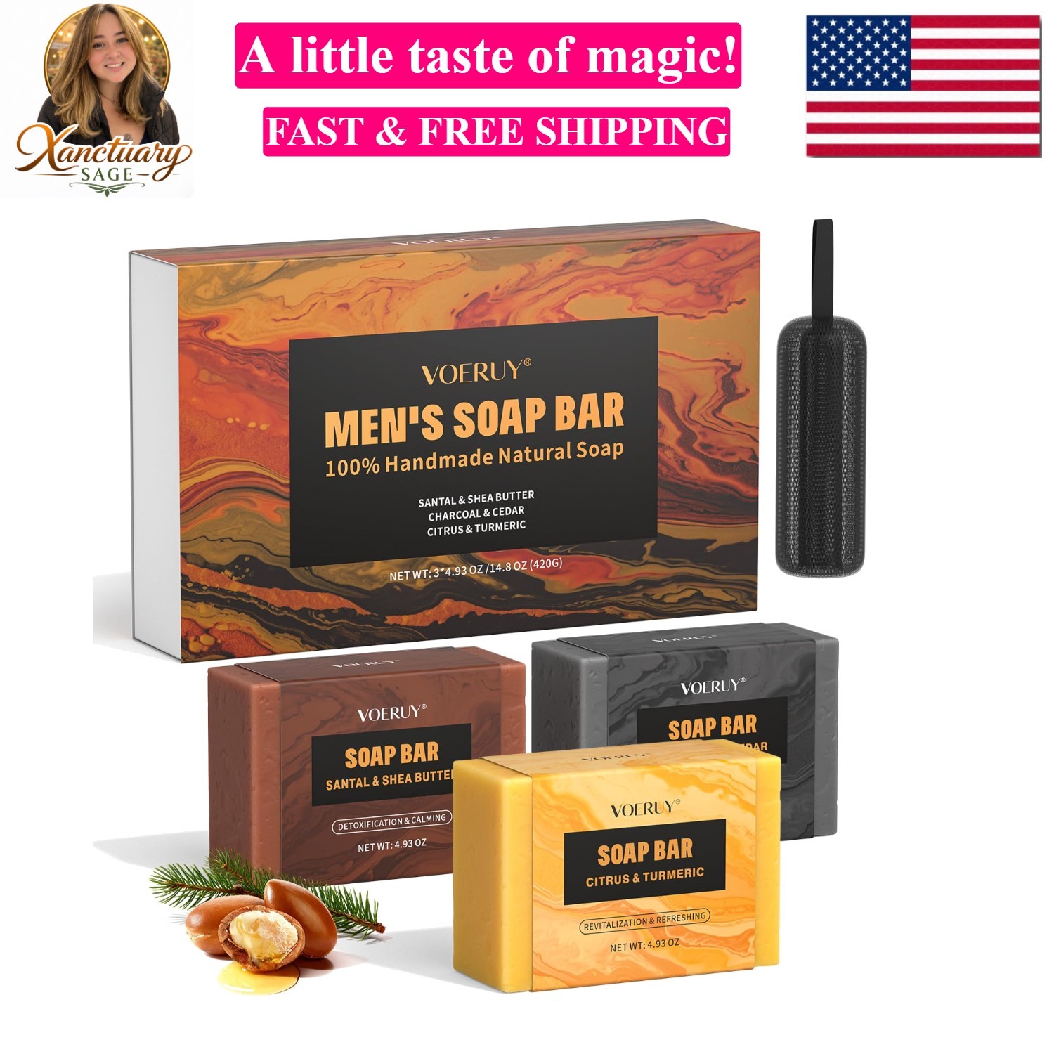 Mens Bar Soap, Natural Handmade Mens Soaps for Face, Body, Hands & Shave, Dee…