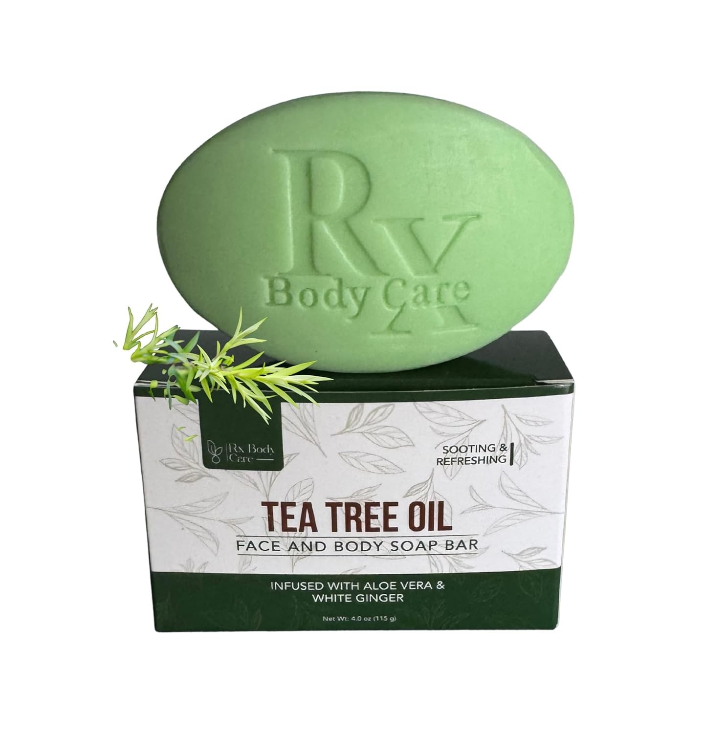 Tea Tree Oil Soap Bar For Face & Body 4.0 oz – Antifungal Antiseptic Cleanser Ag