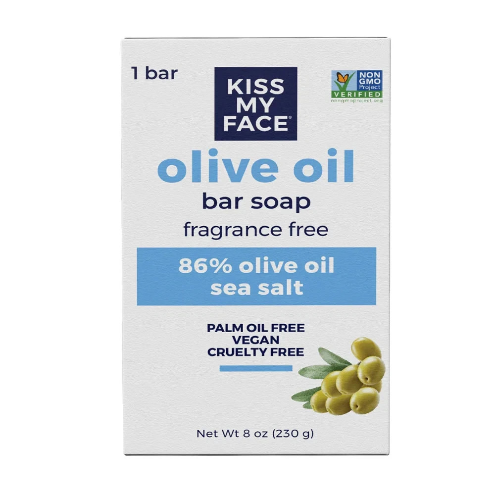 Kiss My Face Olive Oil Bar Soap Fragrance Free 8 oz Each (Pack of 6)