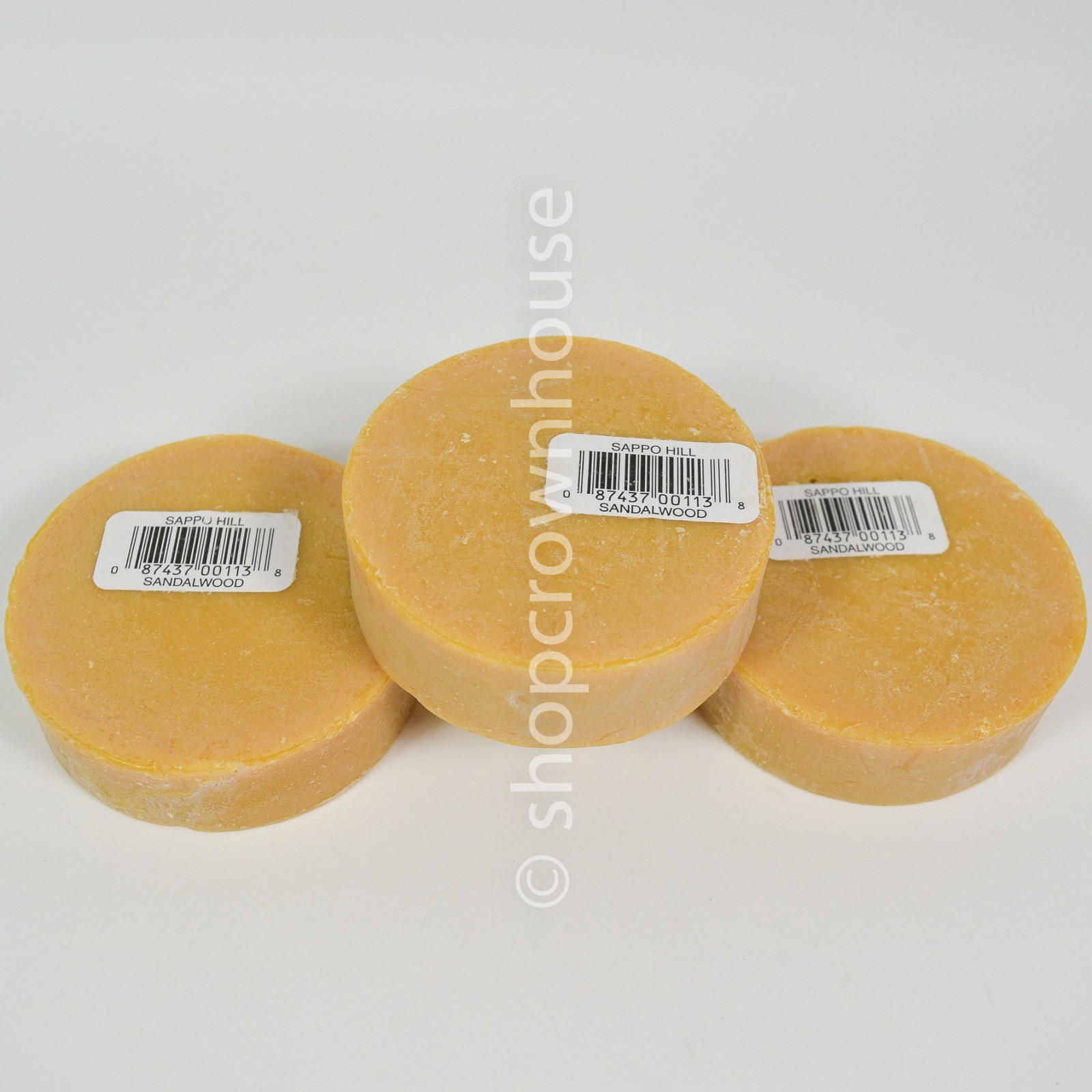 3 Sappo Hill Soapworks Glycerine Round Bar Soap SANDALWOOD 3.5 oz