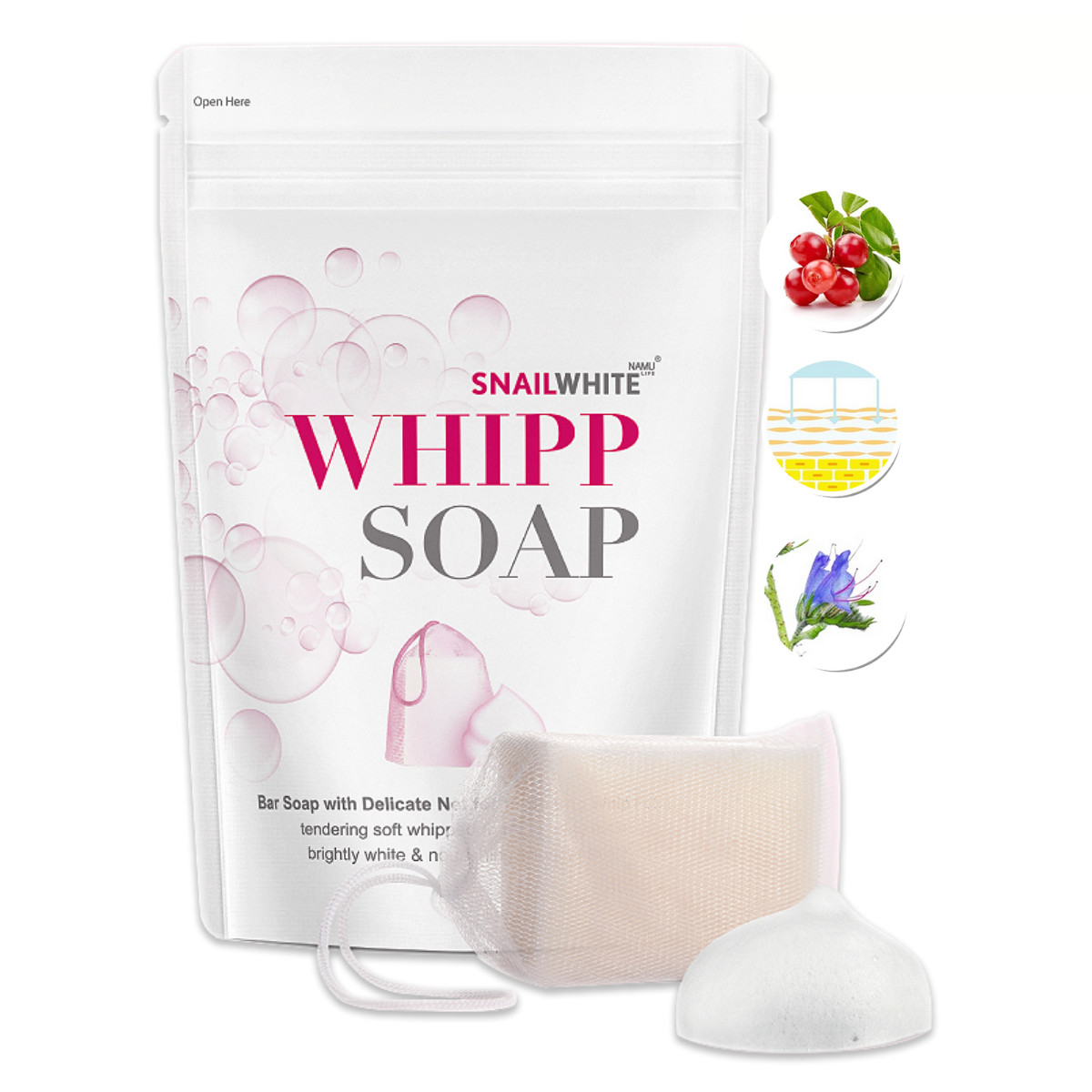 3 x Whipp Soap Bar Foam Whipp Delicate Net Softening Gently Skin 100g SNAILWHITE
