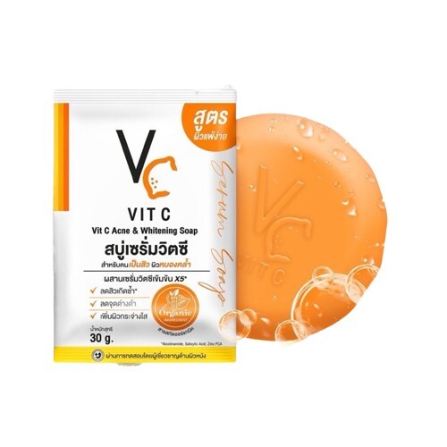 10x VC Vit C Ance & Whitening Soap, Reduces acne scars brightens skin 30g