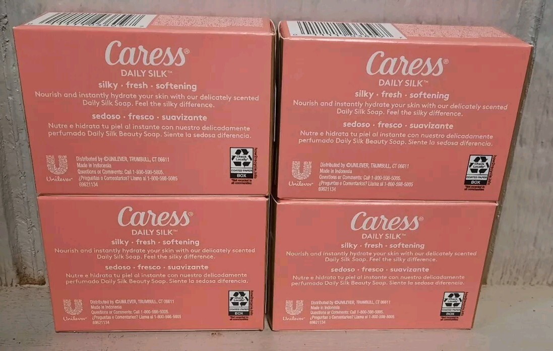 CARESS DAILY SILK BAR SOAP WHITE PEACH & ORANGE BLOSSOMS LOT OF 4 BARS 3.15 Oz