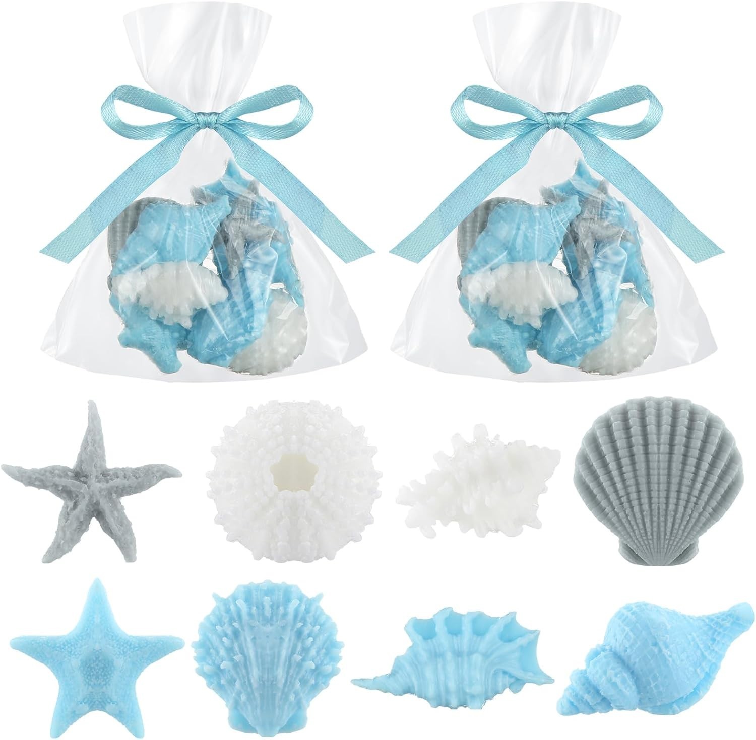 Sea Glass Soap Decor Seashell Ocean Beach Nautical Wedding Party Favors 2pcs