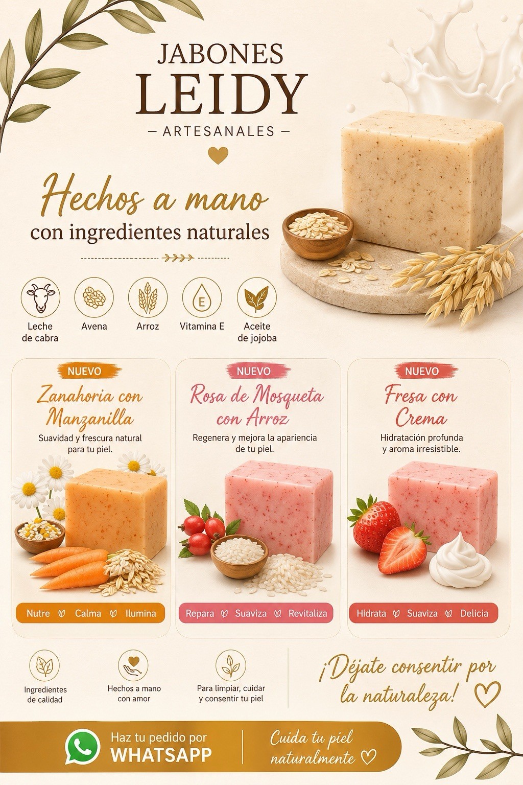 Jabones Leidy Artesanales Handmade All Natural Assorted Soap Set Honey 7 oz