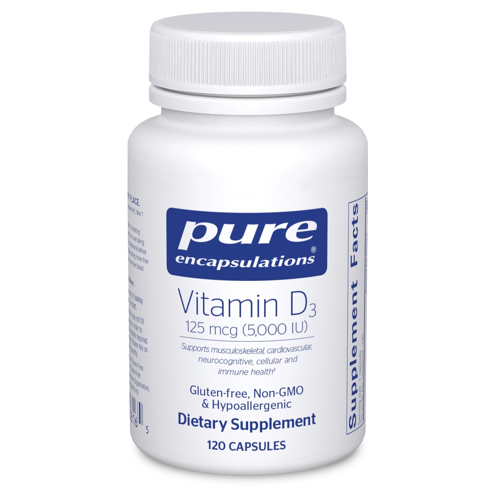 Pure Encapsulations Vitamin D3 125 mcg (5,000 IU) – 120 Count (Pack of 1)