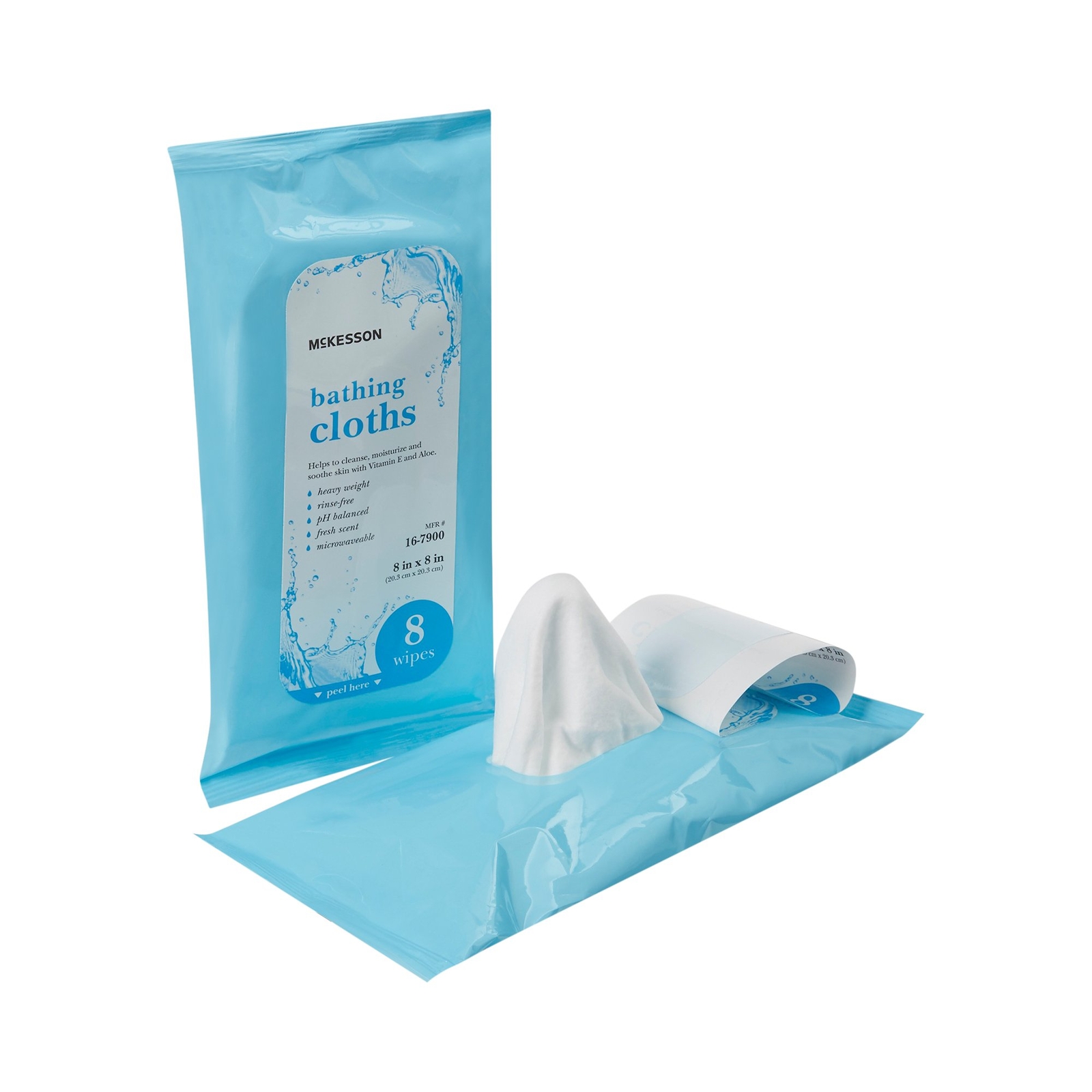McKesson Bath Wipe or Washcloth 8 x 8″ 16-7900 1 Pack 8 Wipes