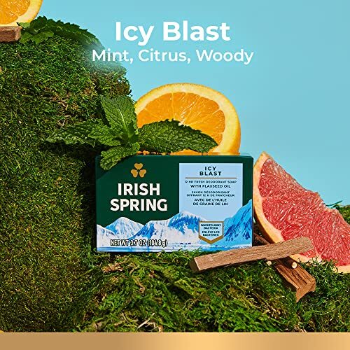 Irish Spring Icy Blast Bar Soap 24 Pack 3.7 Oz Deodorant Soap For Men