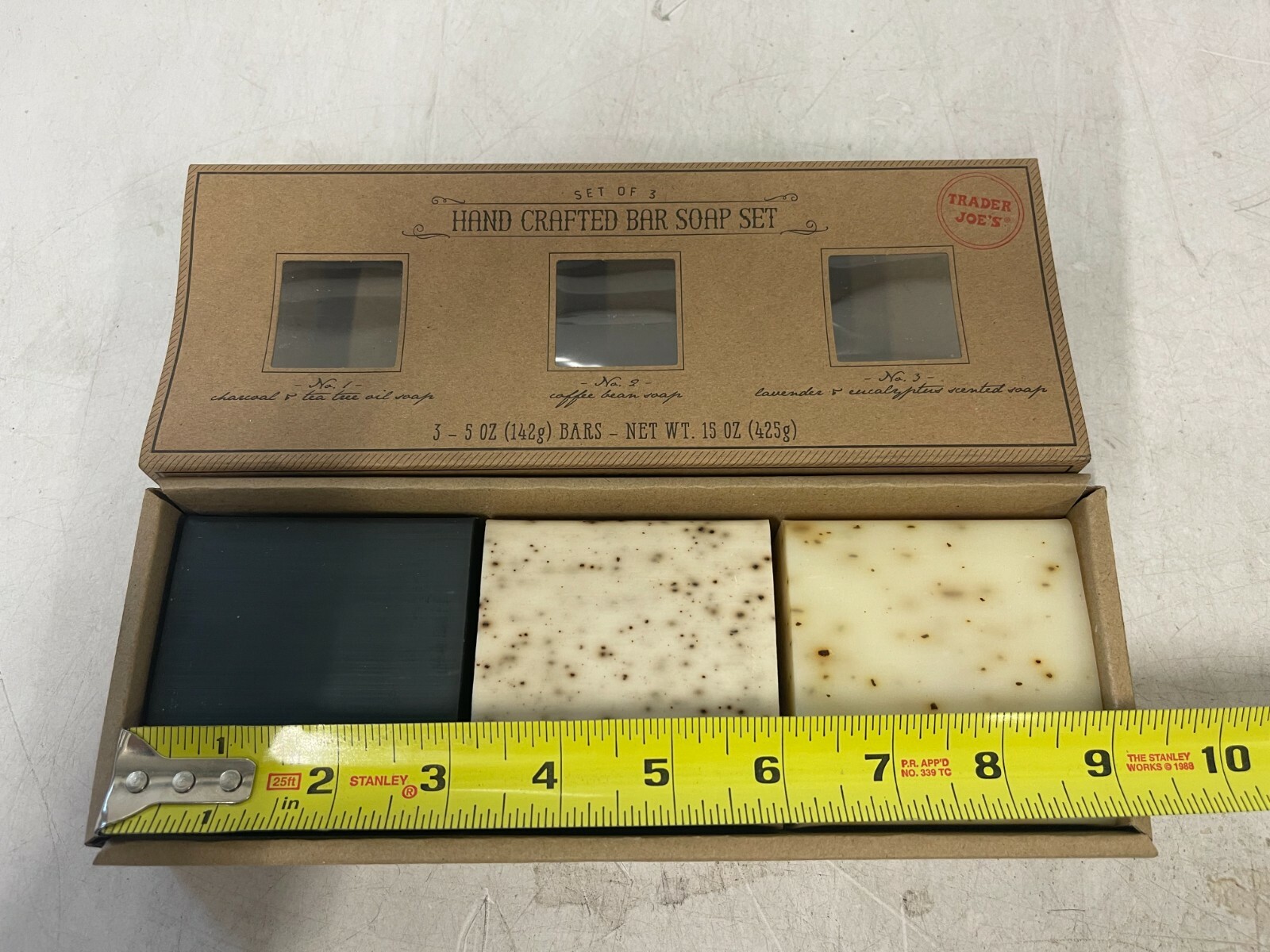 QUANITY 2 Trader Joes Bar Soap Sets of 3 Charcoal, Coffee Bean & Lavender 069042