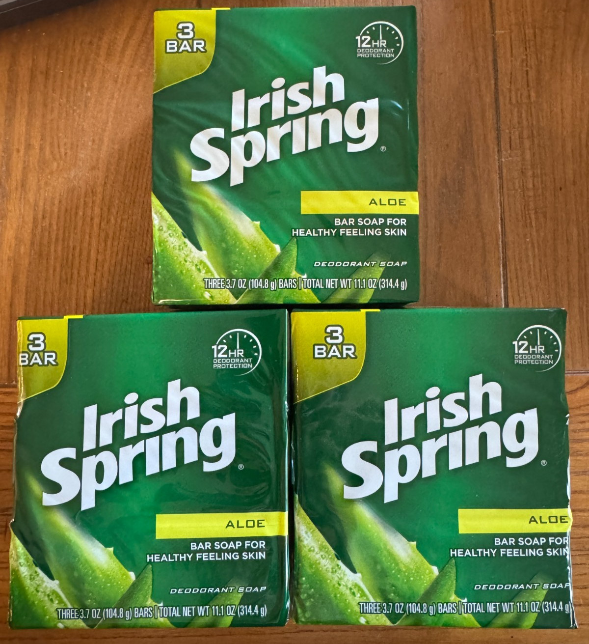 3 – 3 packs Irish Spring Deodorant ALOE Bar Soap ORIGINAL ALOE 3.7 Oz Each 9 TTL