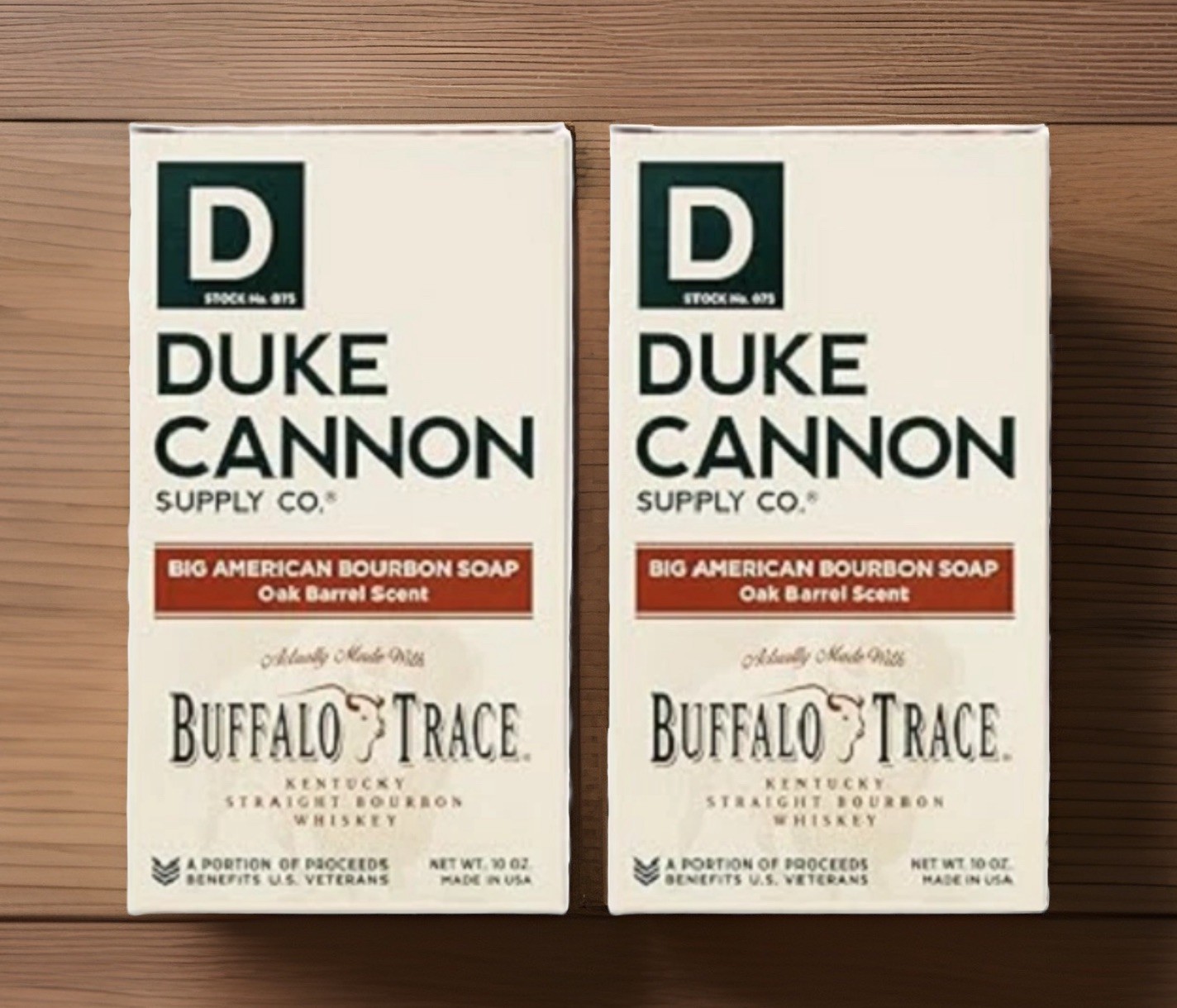 DUKE CANNON BUFFALO TRACE TWO PACK BOURBON OAK BARREL SCENT SOAP 10oz