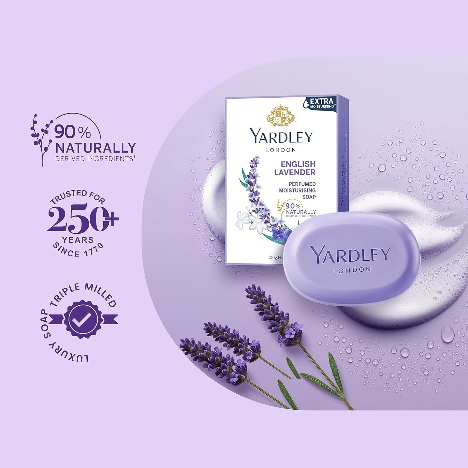 Luxury English Lavender Soap Bundle – 3 x 100g Bars for Relaxing Bath