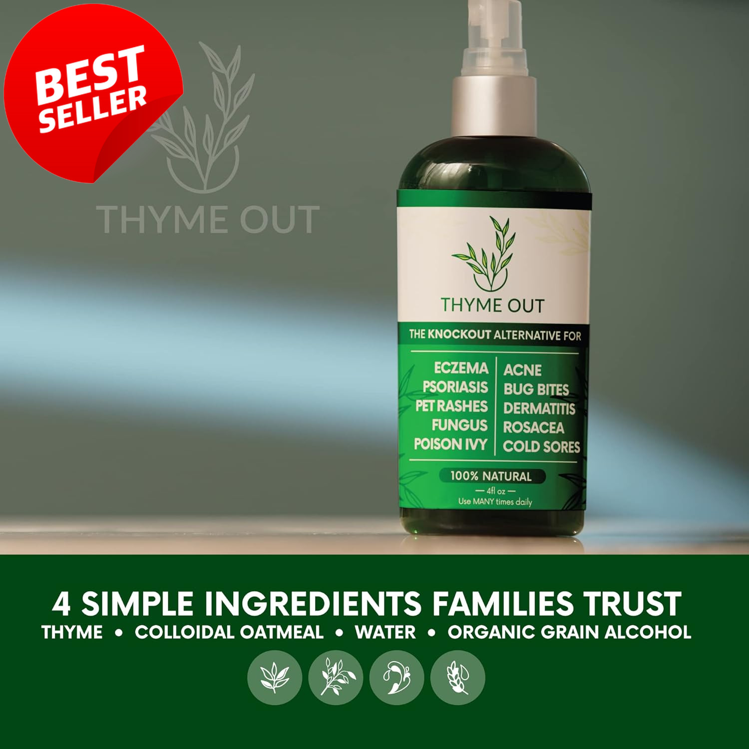 Natural Eczema Psoriasis Spray 4oz Anti-Itch Acne Rosacea Dermatitis Relief – US