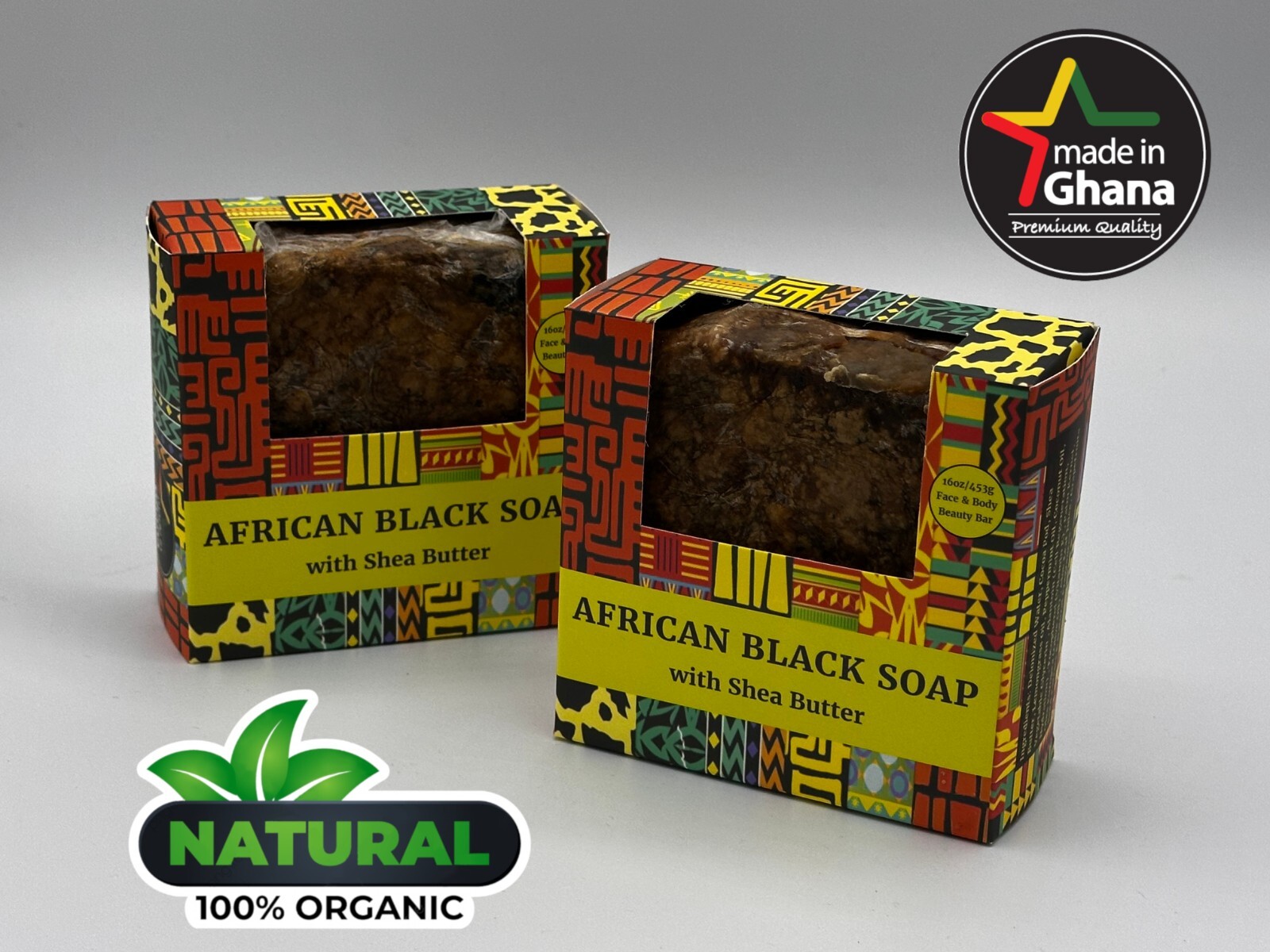 2 x 1 lb BEST Raw African Black Soap Bar 100% Pure Natural Organic Ghana Bulk !
