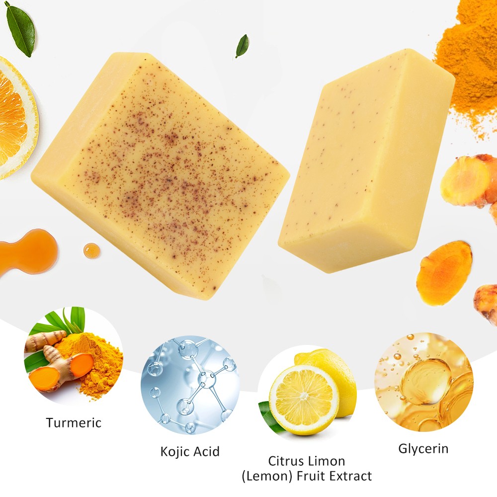 Turmeric & Lemon Handmade Soap with Foaming Net – Skin Lightening Moisturizing