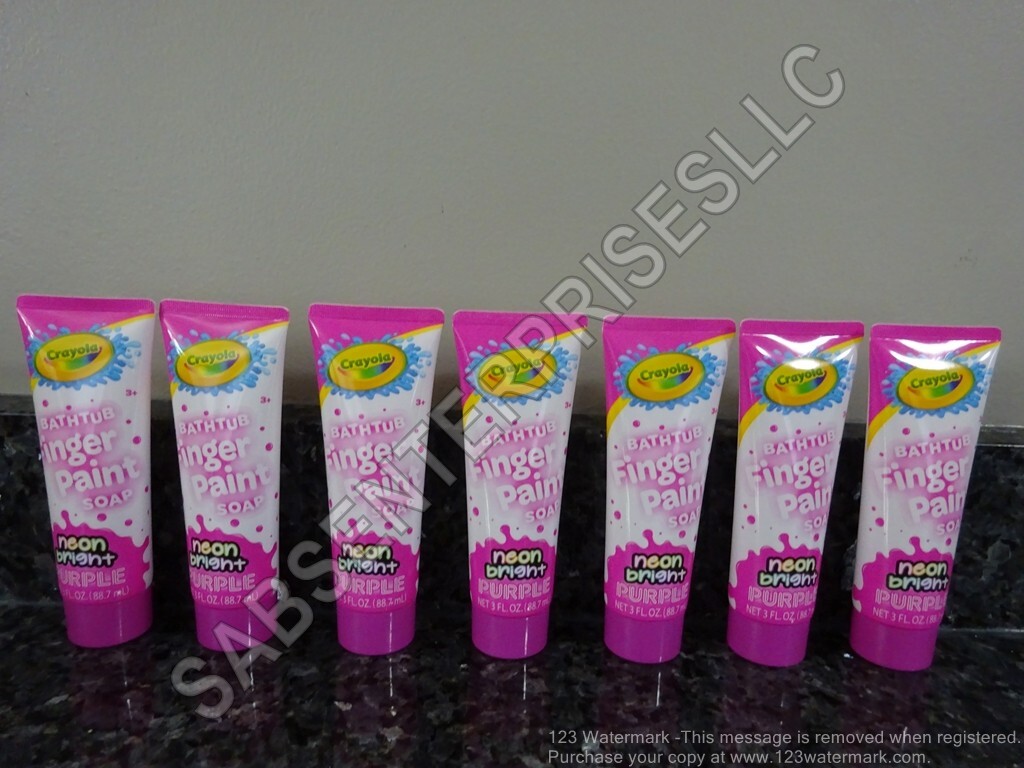 12 Crayola Kids Bathtub Finger Paint Soap Neon Bright 7 Purple & 5 Pink 3 FL oz.