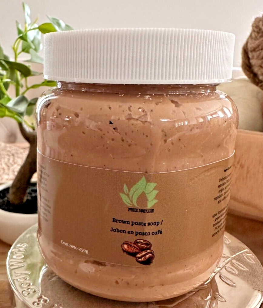 Pure Nature Coffe Brown Paste/Soap, exfoliant with vitamin E, Coconut Oil, Rice