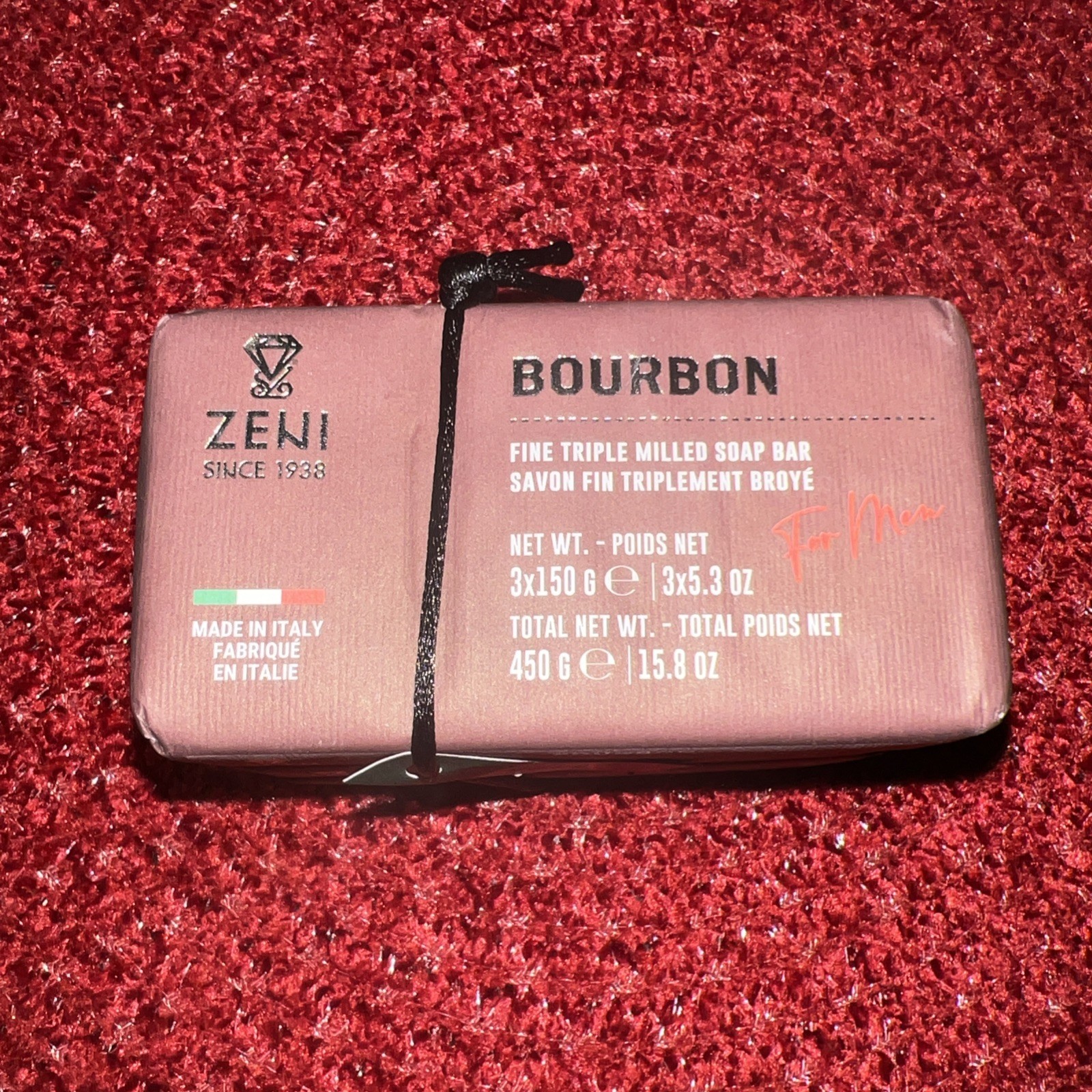 Pack Of 3 ZENI “BOURBON”Triple Milled 5.3 oz Soap BARS made in ITALY Sealed