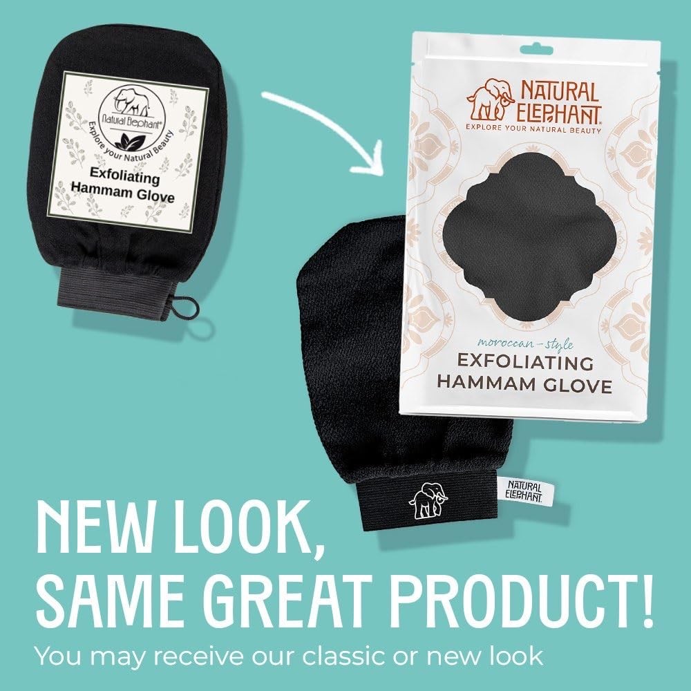 Natural Elephant Moroccan Black Soap 200g (7oz) and Exfoliating Hammam Glove Com