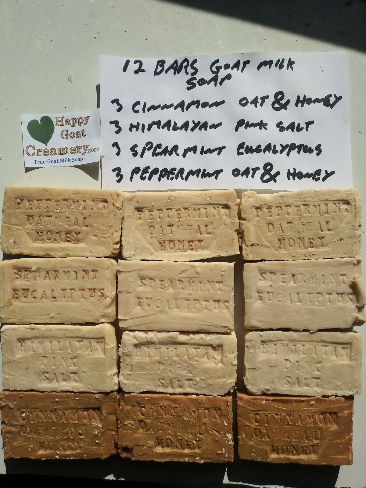 12 BARS CINNAMON PEPPERMINT OAT & HONEY GOAT MILK SOAP HAPPY GOAT CREAMERY PINK
