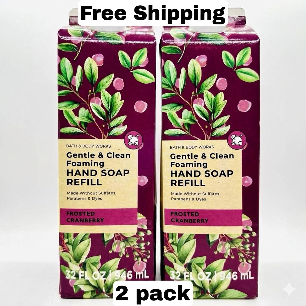 2 Pack Bath Body Works FROSTED CRANBERRY Foaming Hand Soap Refill 32 oz