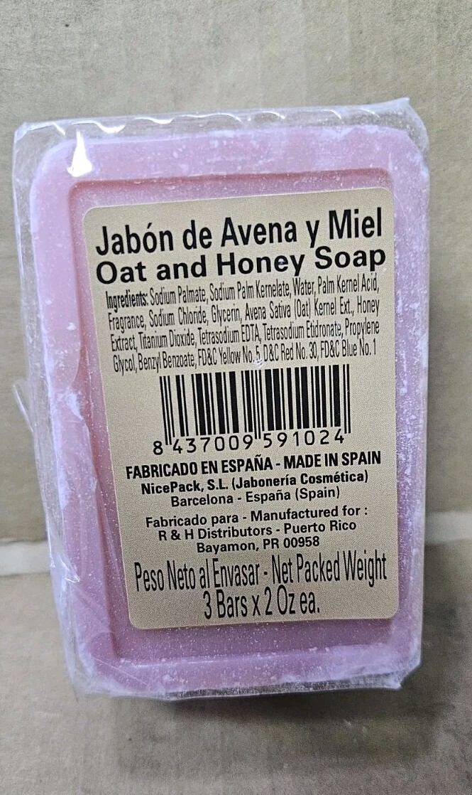 HONEY & OAT SOAP BARS 3 Bars-2 0z. Made In Spain