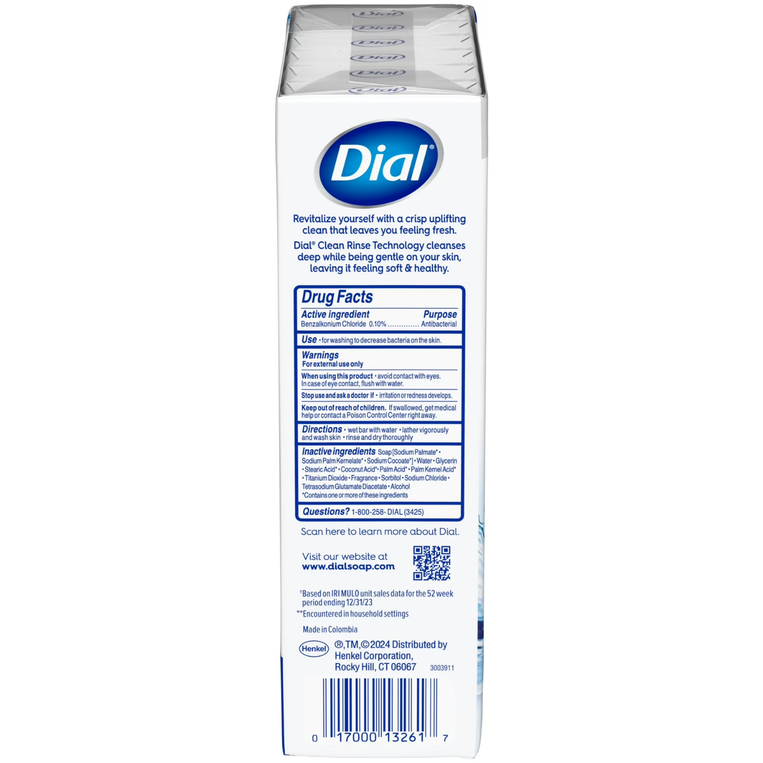 24 Bar Dial Antibacterial Bar Soap, Refresh & Renew, Clean Rinsing, White, 4 oz