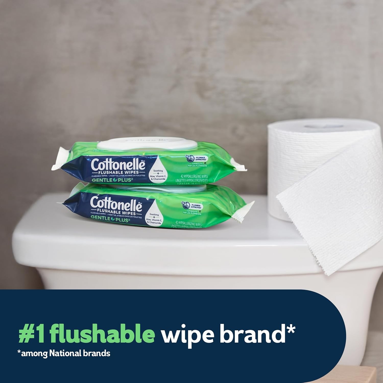 Cottonelle GentlePlus Flushable Wet Wipes with Aloe Vitamin E 42 Count