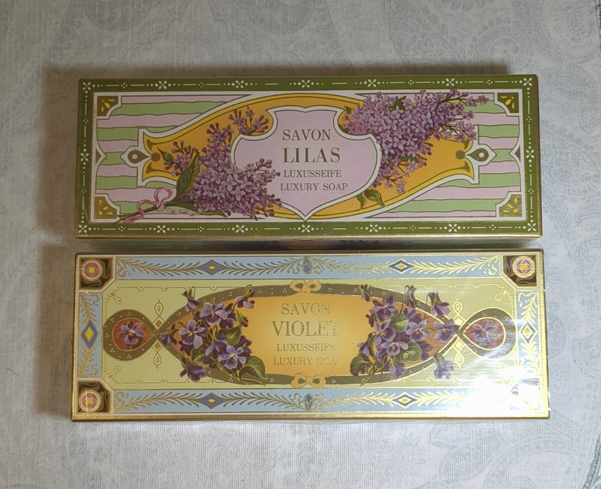 VINTAGE SAVON LUXUSSEIFE LUXURY SOAP TWO SCENTS VIOLET & LILAS (VIOLET & LILAC)