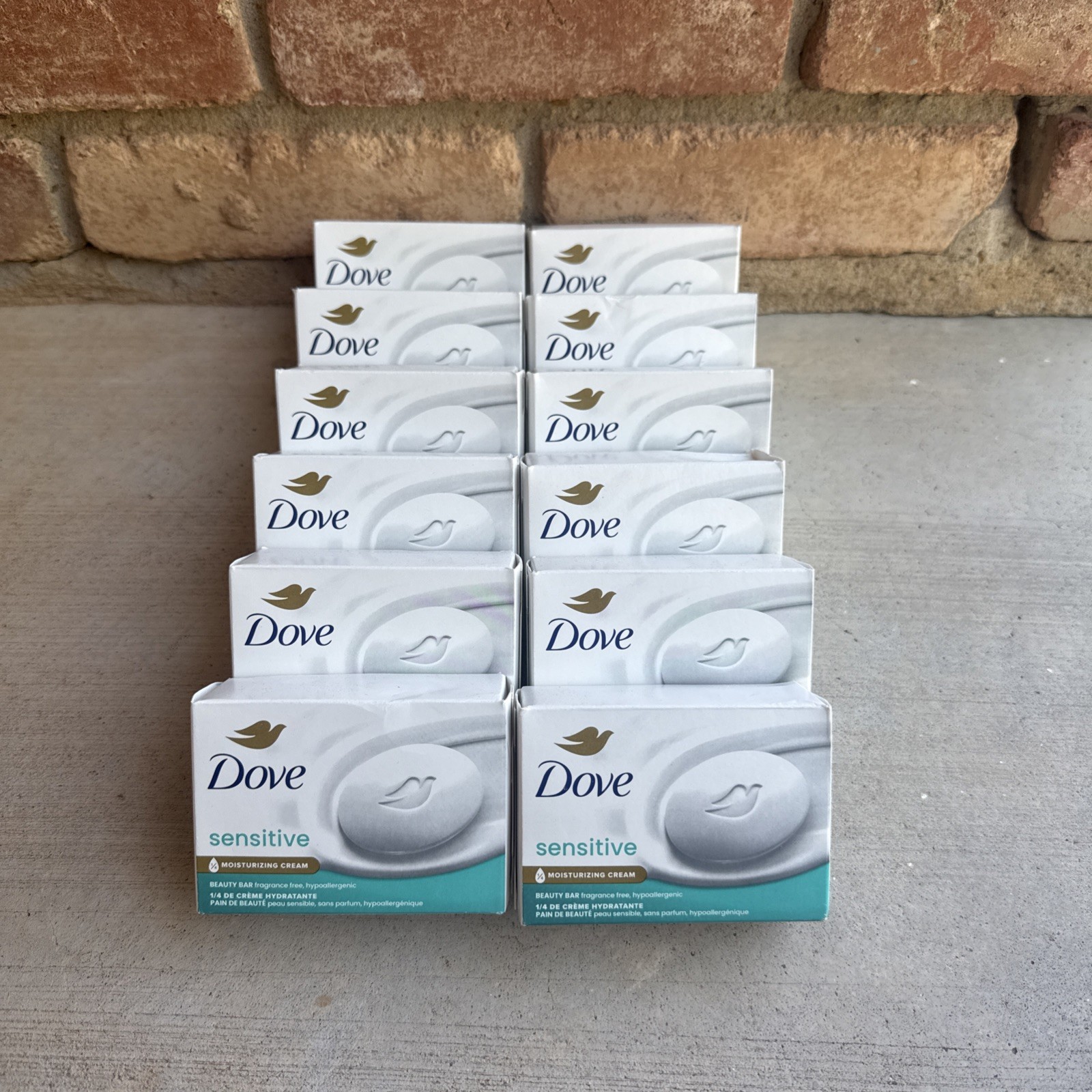 Dove Sensitive Skin Beauty Bar 12 Bars Fragrance-Free Hypoallergenic Moisturize