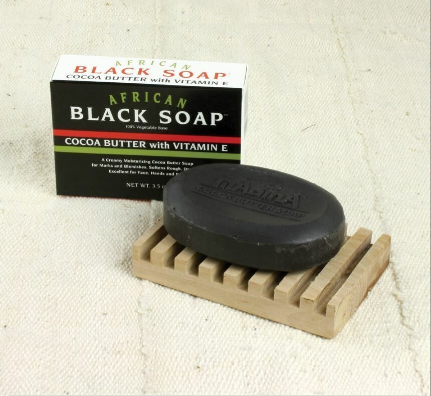Madina African Black Soap Cocoa Butter with Vitamin E 3.5 oz (Pack of 6)