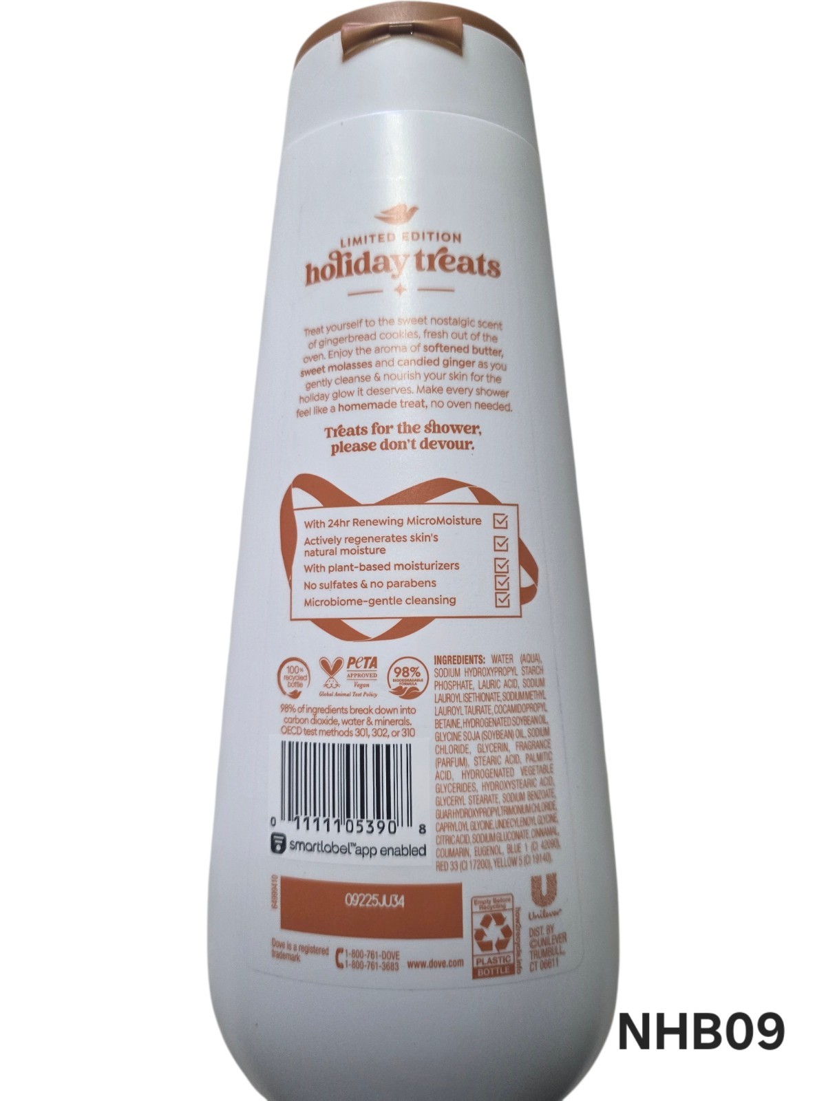 Dove Ginger Bread Delight 20oz Body And 4×3.75 Oz Beauty Bars