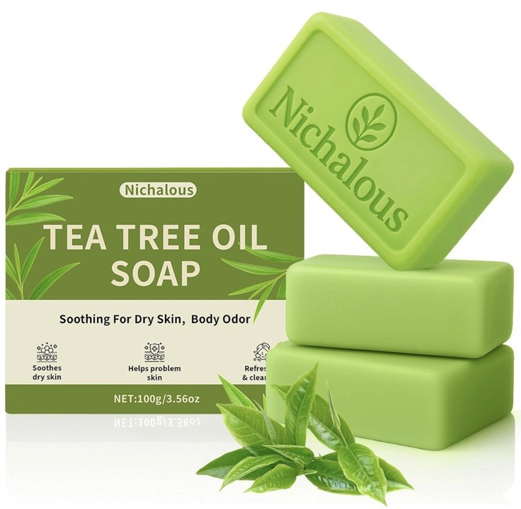 4 Bar Soaps Tea Tree Soap, Purifying Body Soap Bar W/ Tea Tree Oil & Coconut Oil