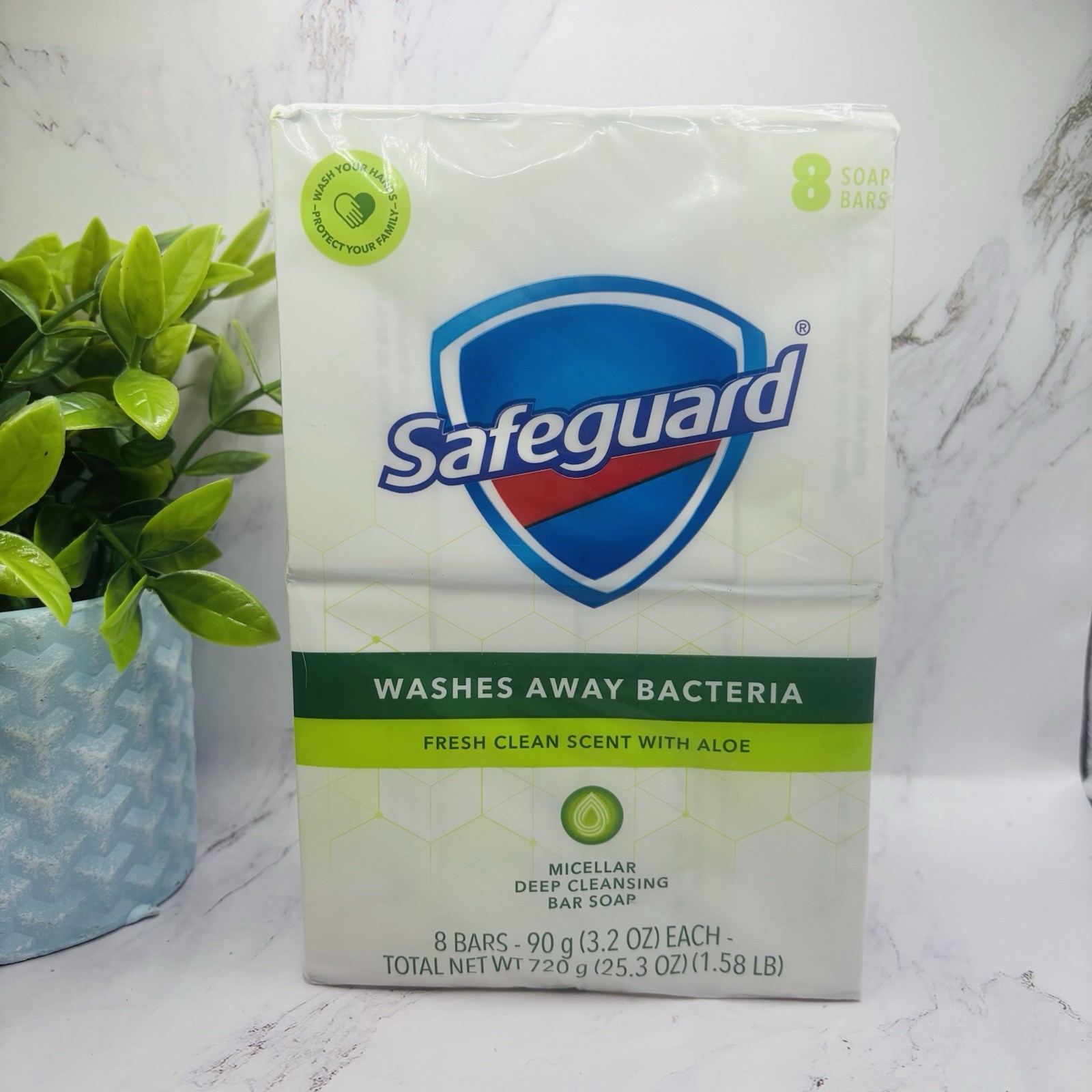 Safeguard Bar Soap Fresh Clean Scent with Aloe 8pk 4oz Bars Bath Body Sealed