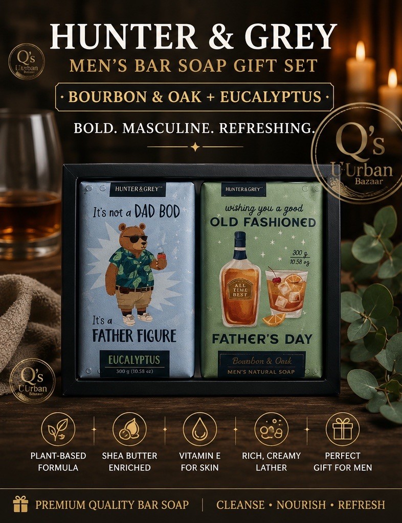Hunter & Grey Men’s Bar Soap Gift Set Bourbon & Oak Eucalyptus 2-Pack 10.58oz