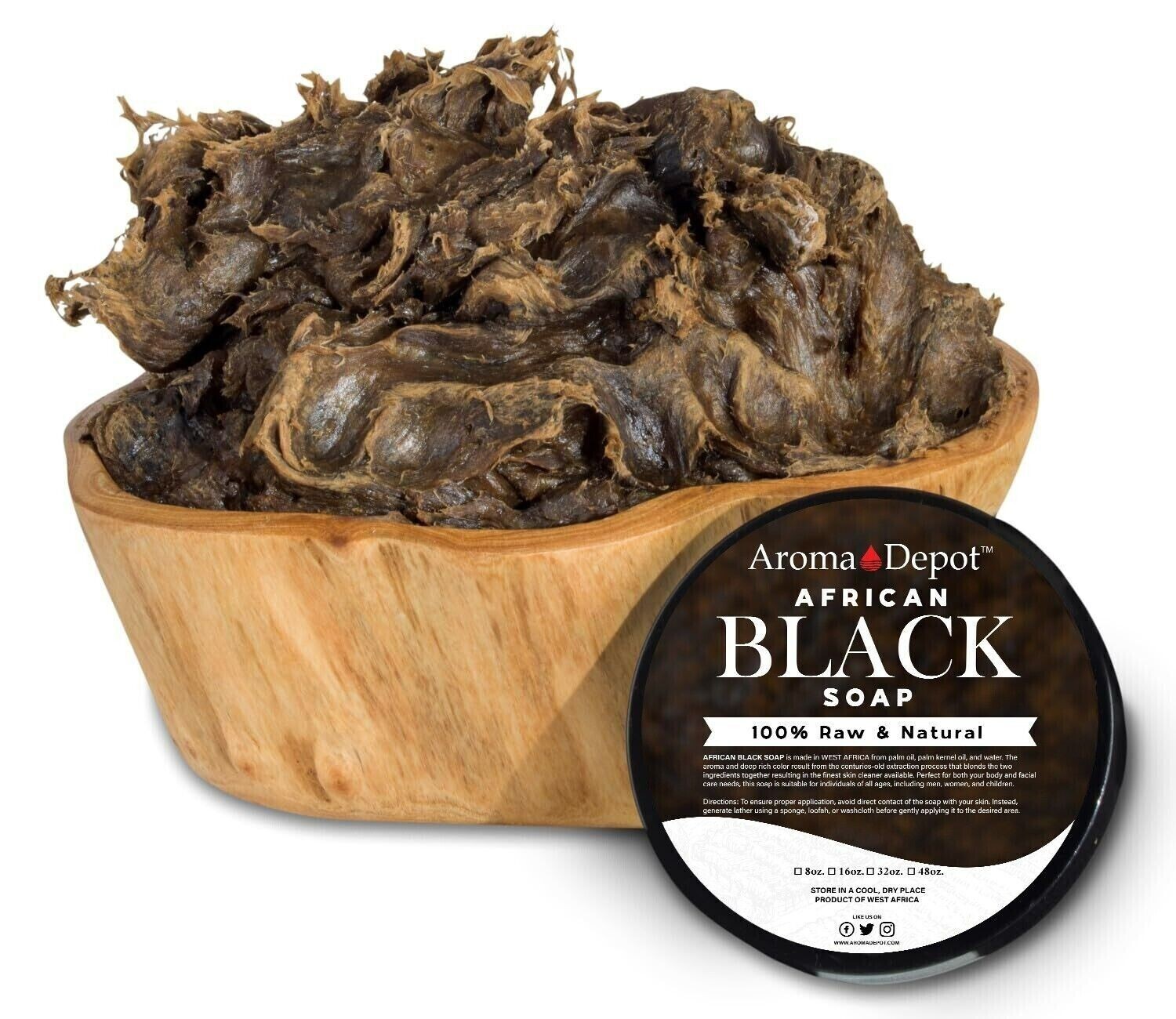 Raw African Black Soap Paste 2 lb. Natural 100% Pure Unrefined Face Body Hair