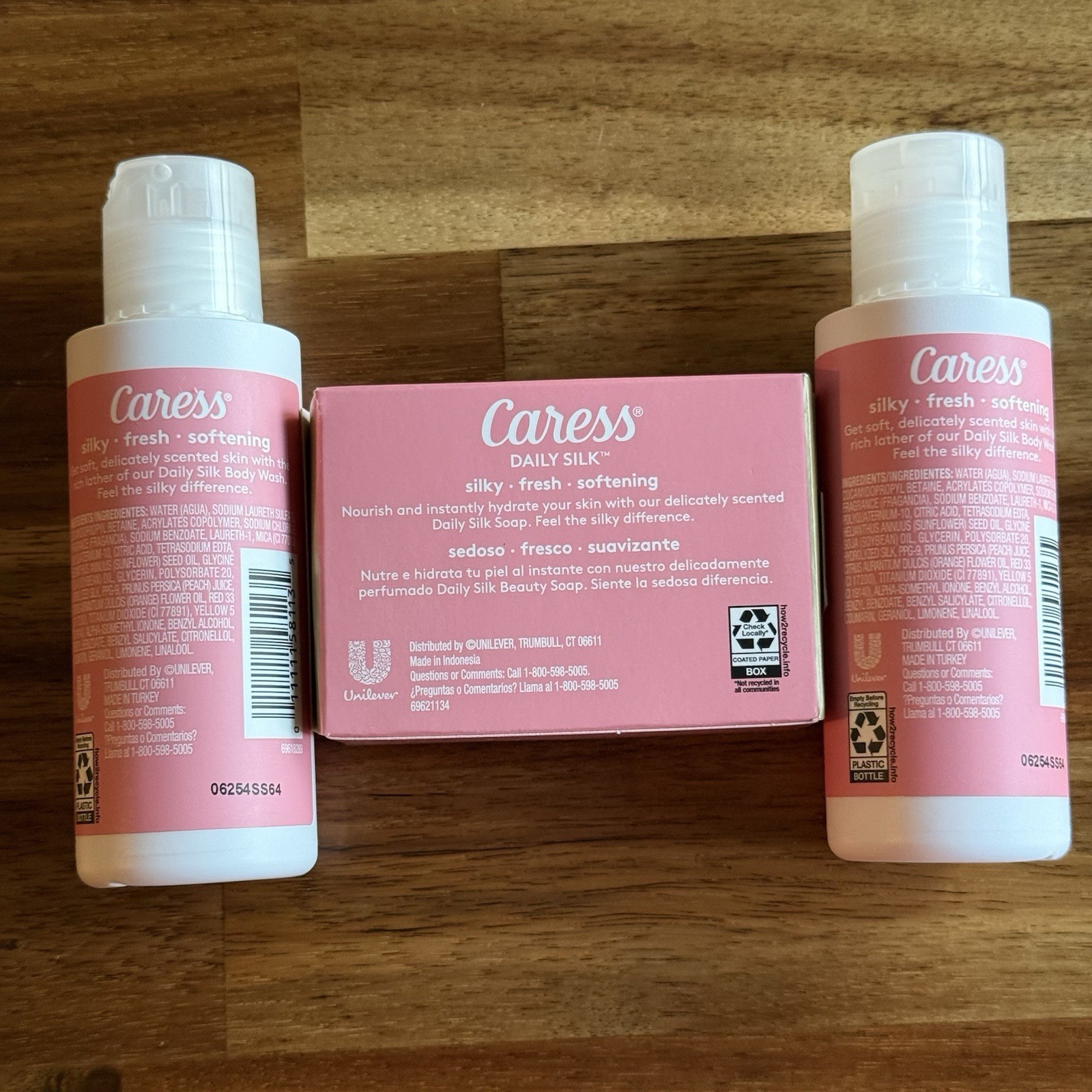 Caress Daily Silk White Peach & Orange Blossom Body Bar And 2 Body Wash Bottles
