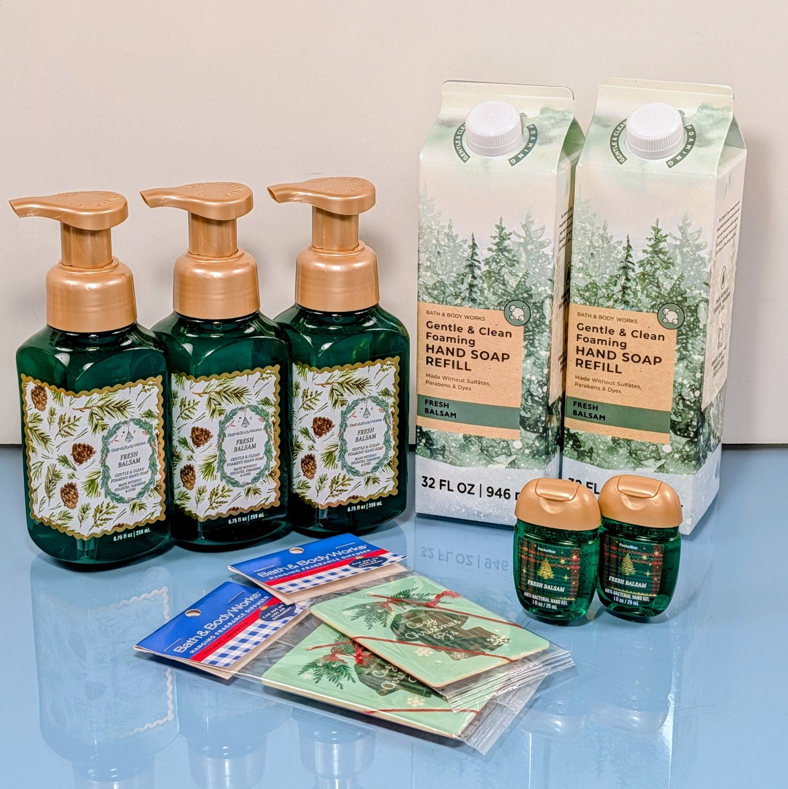 9 Pc Lot Bath & Body Works FRESH BALSAM Foaming Hand Soaps Refills 32oz + More!