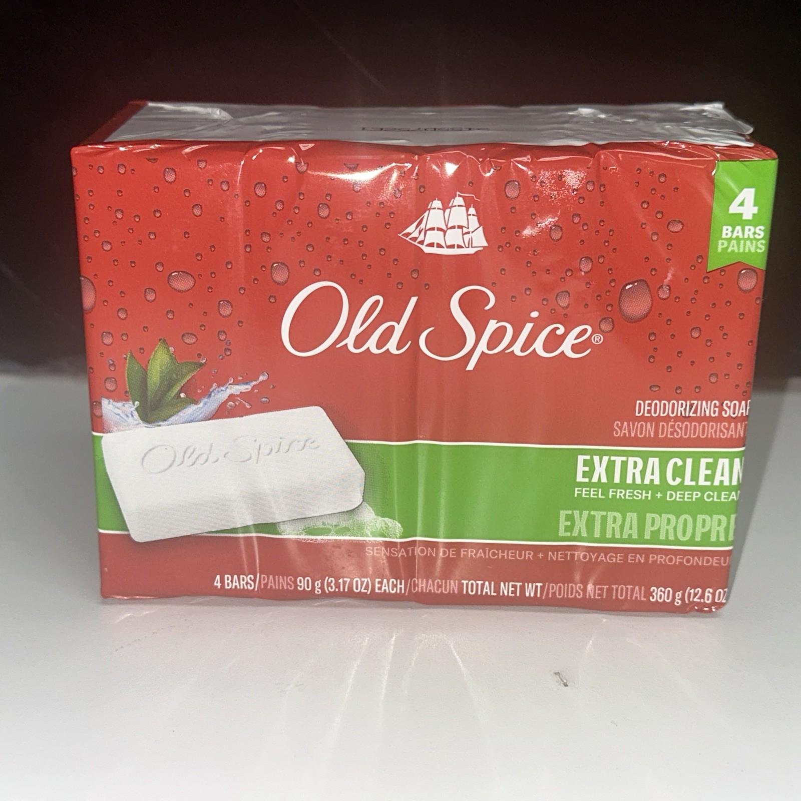 32 BARS-LOT OF 8 Packs-Old Spice Deodorizing Bar Soap Extra Clean Fresh 3.17oz
