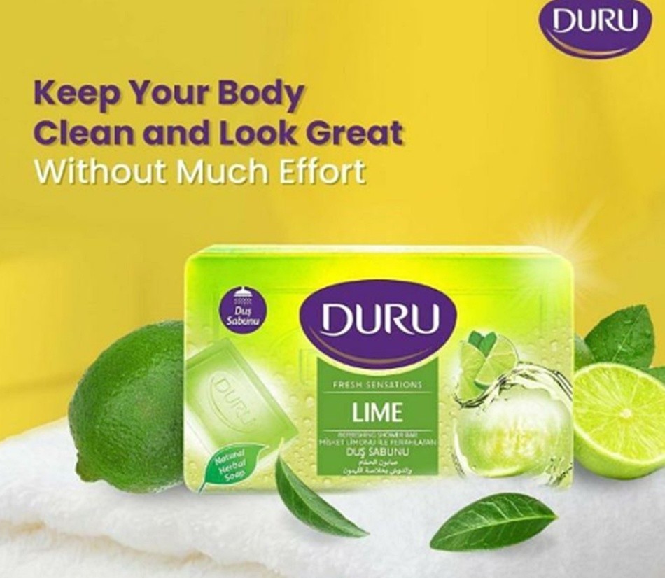 3x150g DURU Fresh Sensations Lime Citrus Lemon Refreshing Shower Bar Herbal Soap
