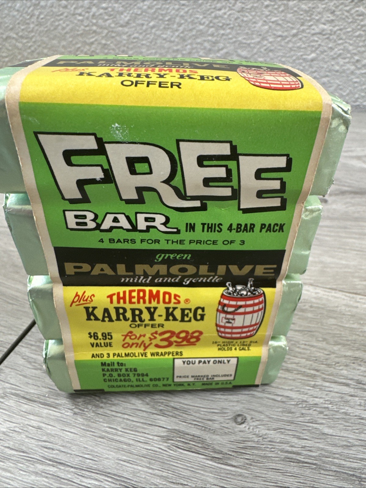Vtg Palmolive Bath Size Bar Soap 3.0 Oz Green Wrap Lot 4 NOS