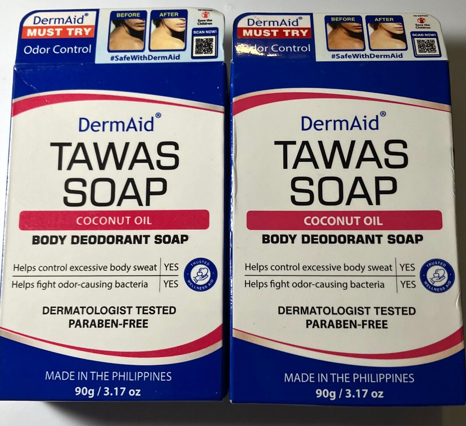 DermAid Tawas Soap Coconut Oil Body Deodorant Paraben-Free Lot of 2 New in Box