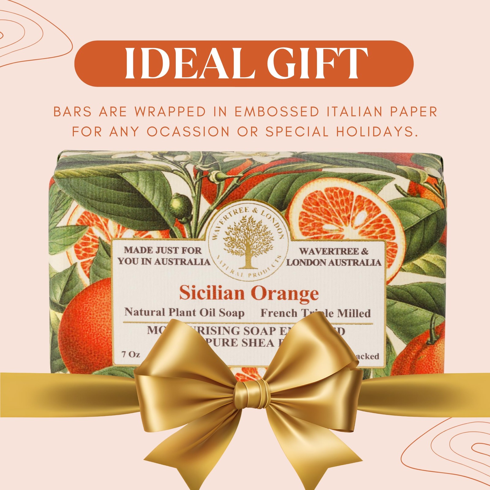 Wavertree and London Sicilian Orange Scented Natural Soap (8 Bars), 7oz Moist…