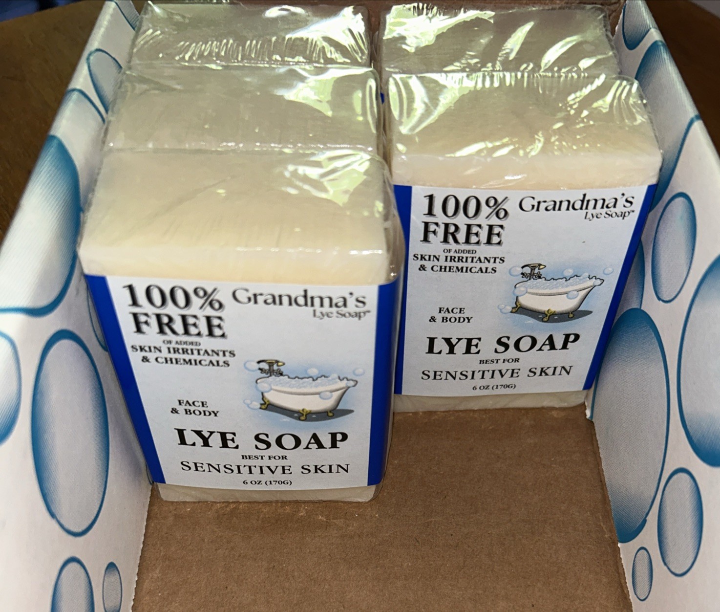 5-Pack New! Grandma’s Pure Lye Soap Soothing Dry Skin No Fragrance Hand Made 6oz