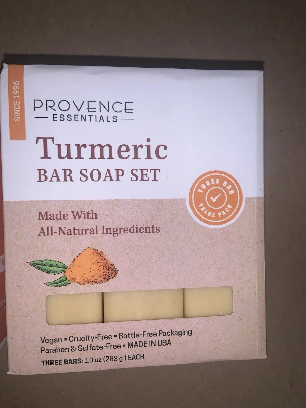Provence Essentials Detoxify Turmeric Bar Soap Set 3-Pack Vegan Cruelty-Free