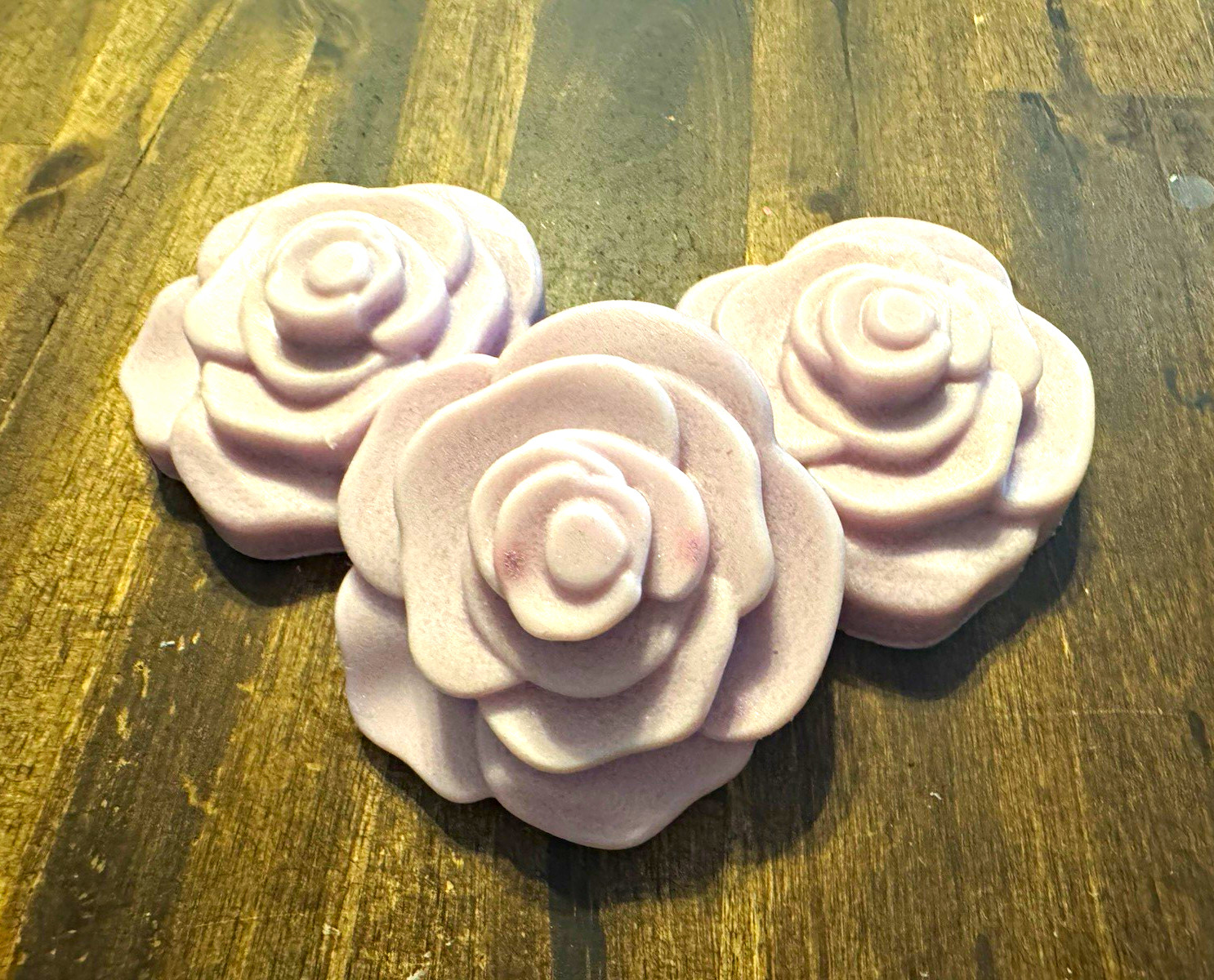 Individual Light Purple Flower Body Bar Soap for Hands. Essential Oils: Rose