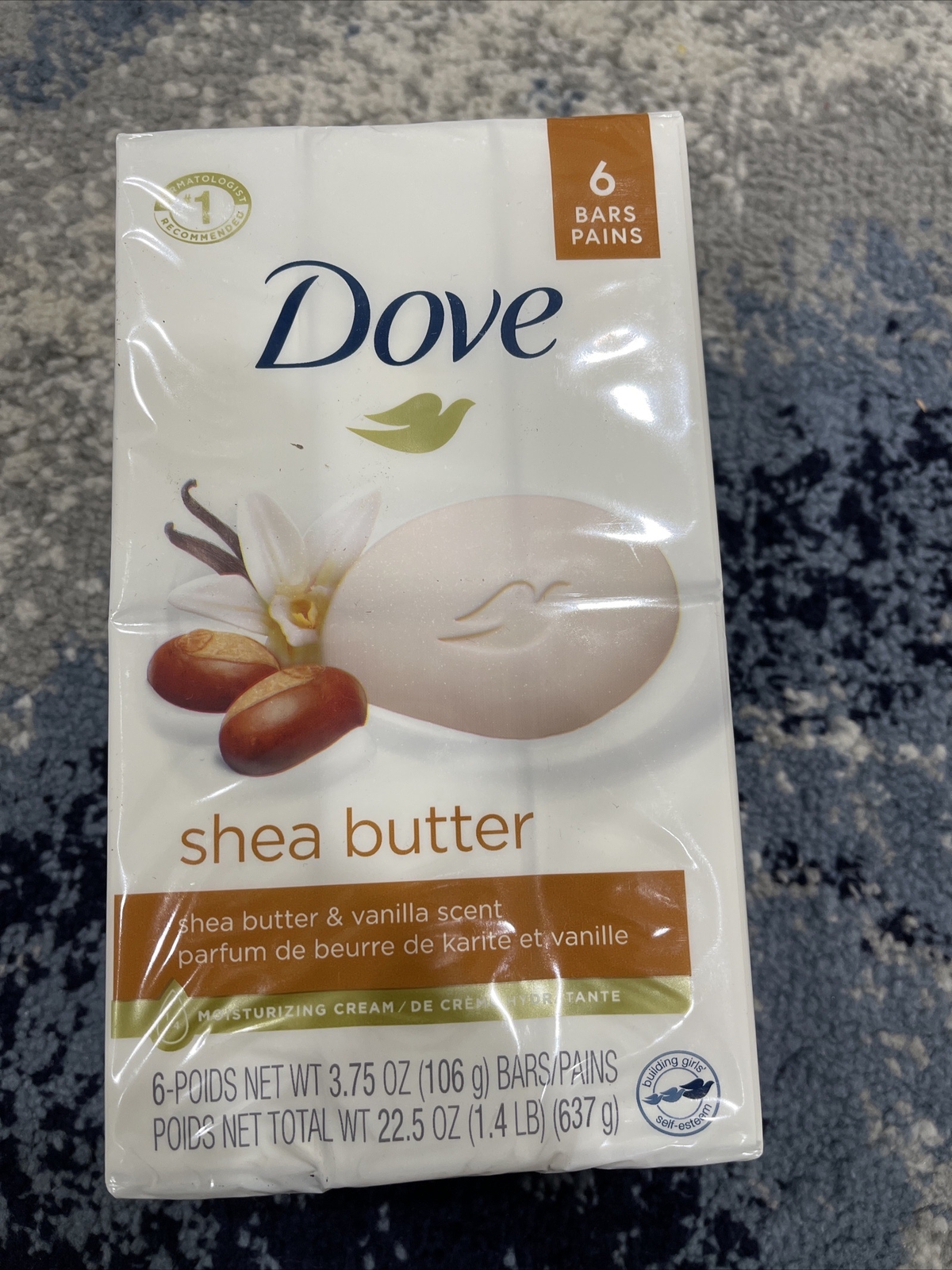 Dove Restoring Shea Butter Vanilla Scent Beauty Bar 3.75 oz 6 Bars Total 1.4 lb
